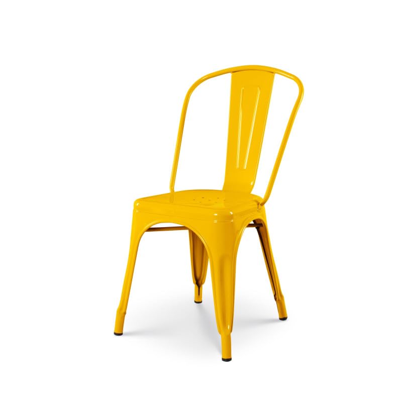 Kosmi - Chaise en métal Jaune Style Industriel - Finition Brillant