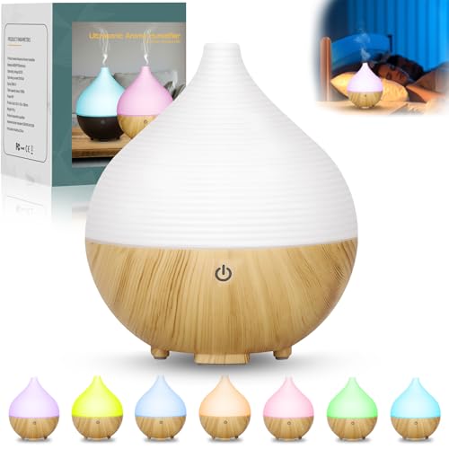 MTINRNI 160ml Diffusore di Aromi Ultrasuoni,Diffusore di Oli Essenziali,Diffusore Aromatico a Grana di Legno,con 7 LED Colori,Profumatore per Ambienti,Umidificatore Ambiente.per Ambienti,Yoga,Casa.