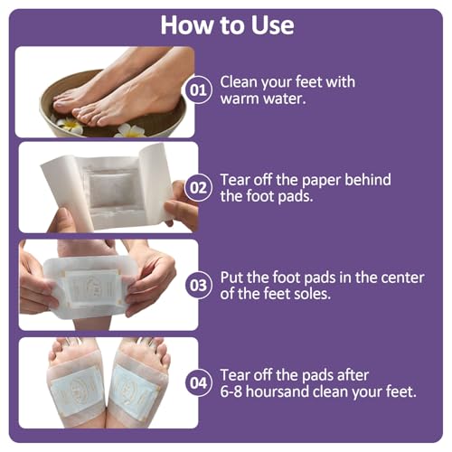 Image of Lavender Foot Pads with Ginger, 2 in 1 Design Bamboo Vinegar Foot Patches, Premium Overnight Herbal Foot Patches for Tired Feet, Better Sleep& Fresh-Feeling Feet, 60 Count