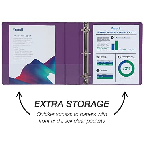 Image of Samsill Durable 2 inch 3 Ring Binder, D Ring Binder, 100% Recycled Chipboard, Purple, 4 Pack