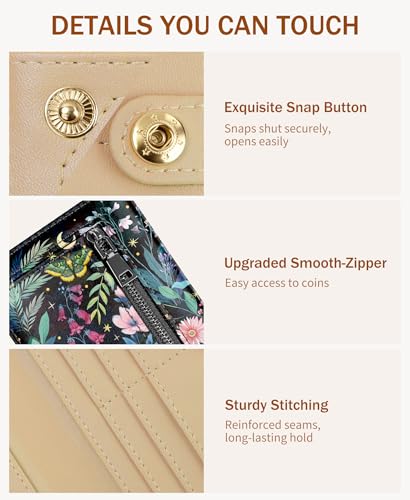 Image of Immaturus Butterfly Women Wallet RFID Blocking Slim Thin Credit Card Holder | Long Bifold, 11 Card Slots, Cash Purse, Zipper Coin Pocket, Travel Clutch Billfold, PU Leather, ID Window, Ladies Woman Gift