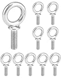 QWORK Machinery Eye Bolt, 10 Pack 1/2' -13 x 1-1/2' Marine Grade 304 Stainless Steel Shackle, Lifting Ring...