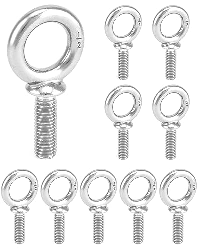 Perno de ojo QWORK para aplicaciones náuticas y fijación de cargas en exterior, 10 piezas 2