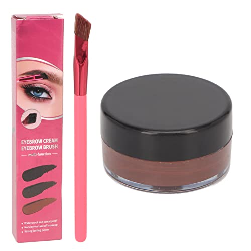 Juego de polvos y crema para cejas, maquillaje de ojos resistente al agua de larga duración, cosméticos con cepillo para cejas, color topo
