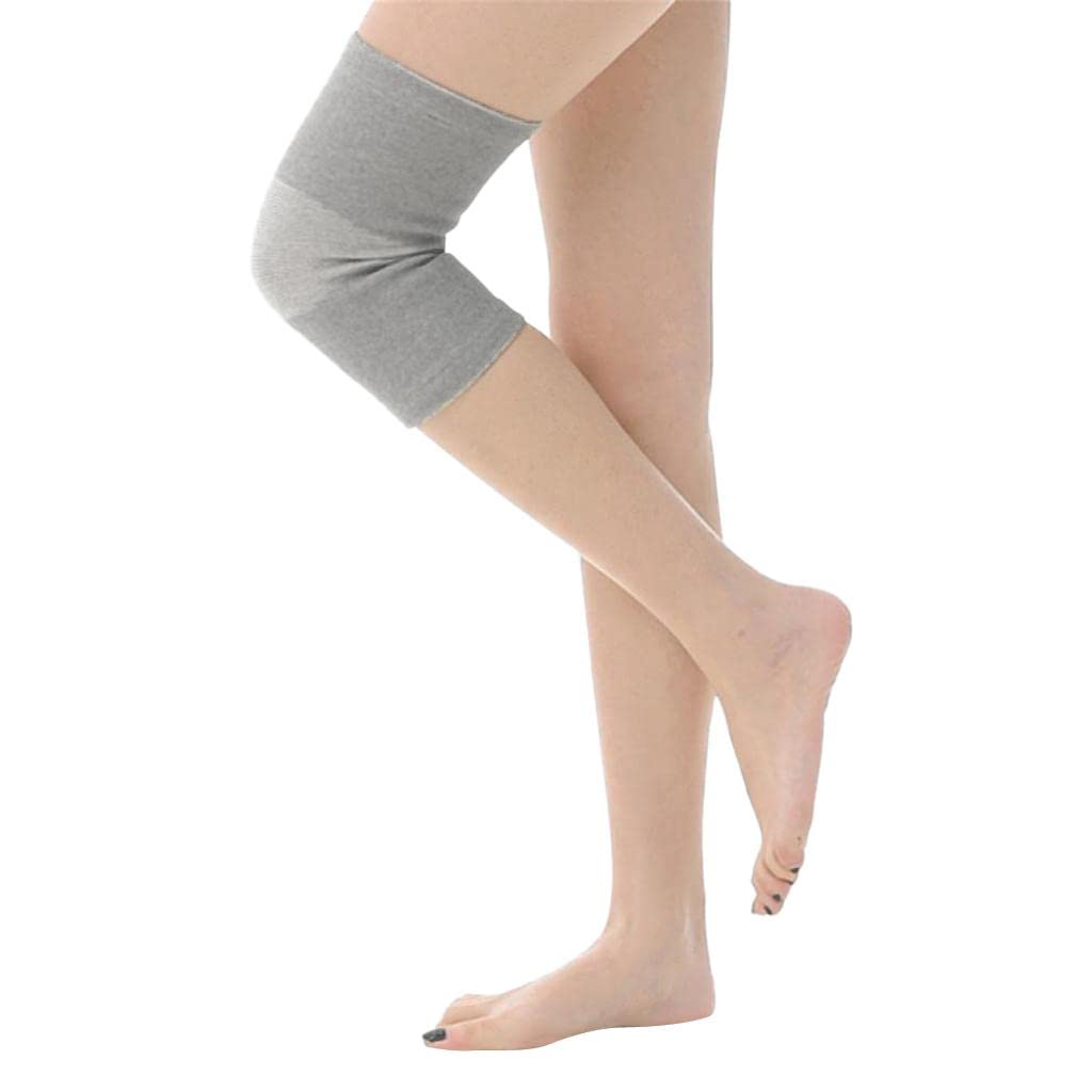 2 Pezzi Ginocchiera Compressiva Bamboo Fascia Elastica Supporto Ginocchio Traspirante Anti-deformazione in Fibra di Bambù Adatta per Sport Intensi All, Grigio, L