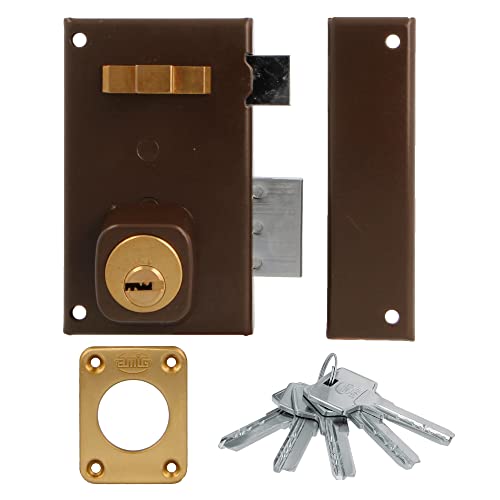 Amig - Cerradura de Sobreponer de Derecha con Palanca de Cierre | Lengüeta y Tirador para Puertas de Madera | Mod. 75 67 x...