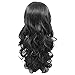 Produktbild 60cm Brasilianische lange schwarze locken perücke, frauen dame hohe qualität flauschiges haar volle perücke natürlich aussehende bob welle wellige lockige perücken für tägliche party cosplay kostüm