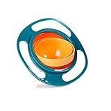 ESH7 Gyro Bowl Funny 360 Degree Rotate Spill-Proof Bowl with Lid Feeding Without Mess (Green)