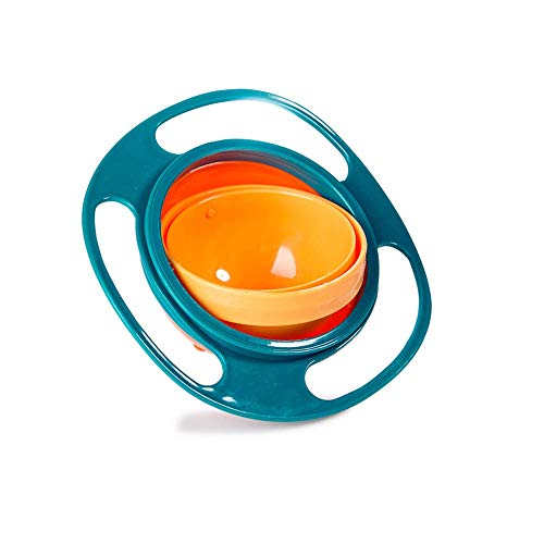 Image of ESH7 Gyro Bowl Funny 360 Degree Rotate Spill-Proof Bowl with Lid Feeding Without Mess (Green)