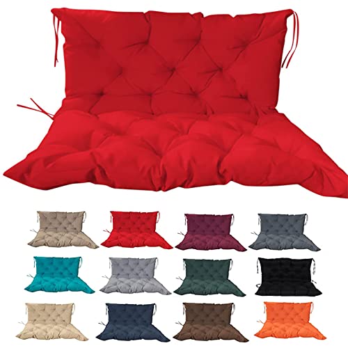 Rbgkokb with Backrest and Straps 2/3 Seat Swing Replacement Seat Cushion, Non Slip Sun Protection Porch Bench Seat Cushion for Home Garden Patio Outdoor Bench Cushions,bigred-40x60in, Red