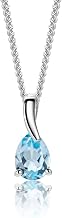MIORE Women's Necklace, Yellow Gold/White Gold 375, Silver Chain/18 Carat Gold Plated, Sapphire/Ruby/Emerald/Topaz/Amethyst, Curb Chain, Women's Non-Allergenic Jewellery with Jewellery Box