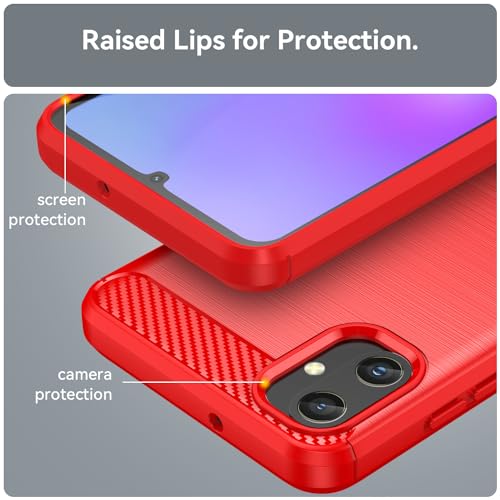 Aikcks for Samsung Galaxy A05 Phone case, Shockproof, Scratch Resistant Carbon Fiber Jacket, Soft TPU,for Galaxy A05 case (Red) - image 6
