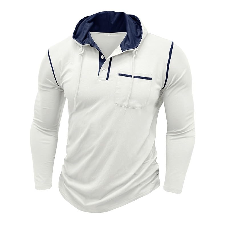 HARGLESMAN Mens Fashion Casual Long Sleeve Pullover Hooded Solid T-Shirt Stretch Basic Fall Layer Shirt2