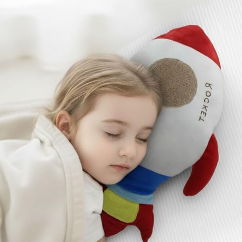 Image of Tickles Rocket Shaped Soft Stuffed Plush Pillow for Kids Birthday Gift Nursery & Bedroom Decor (Size: 38 cm Color: Red)