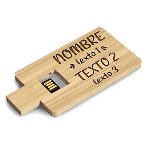 Planetacase Memoria Pendrive USB Personalizable con Nombre o Texto   Flashdrive Personalizado Madera 16GB