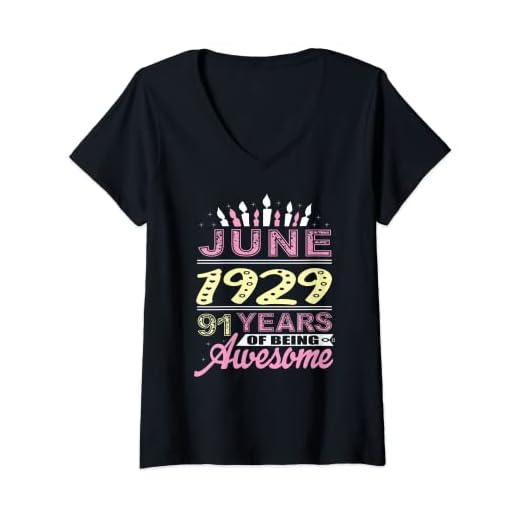 Mujer Junio 1929 91 años de edad 91 cumpleaños fiesta regalo vela Camiseta Cuello V