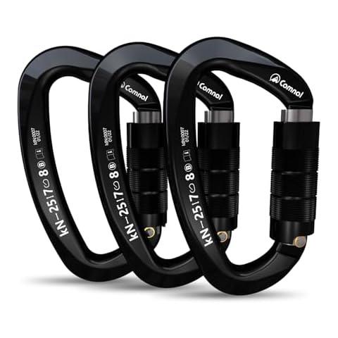 CAMNAL Heavy Duty Carabiner UIAA Certified Locking Carabiner 25KN (About 5620 lbs) Auto Locking Carabiner D Shape Carabiner Clip for Rock Climbing, Mountaineer, Aerial Work Cover