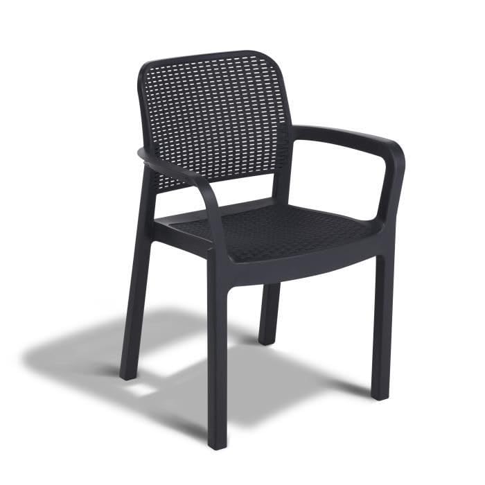 Lots de 6 Fauteuils monoblocs - empilables en resine de synthese - imitation rotin tresse rond - ALLIBERT BY KETER - SAMANNA