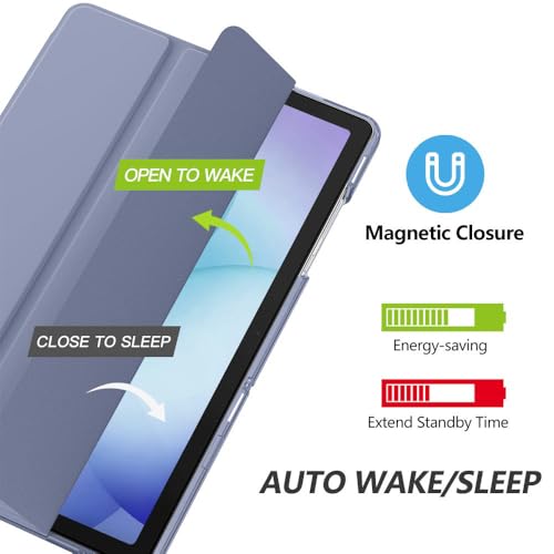 Image of MoKo for Samsung Galaxy Tab A11 Plus / A11+ Case 11 Inch 2026, Galaxy Tab A9 Plus / A9+ Case 11 Inch 2024, Slim Stand Hard PC Translucent Back Shell Smart Cover, Auto Wake /Sleep, Grey Purple