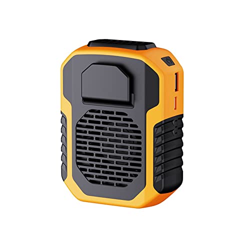 Plookyoe Mini ventilador de cuello colgante USB para aire acondicionado, para deportes al aire libre, ventilador de refrigeración de aire acondicionado, naranja y negro