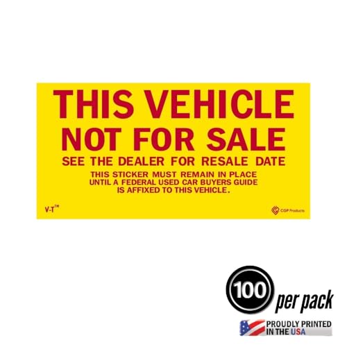 This Vehicle Not for Sale Stickers | Auto Car Dealerships | 100 per Pack | Shrink Wrapped (3)