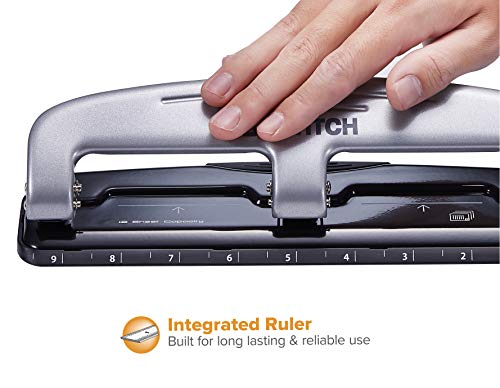 Bostitch Office Three-Hole Punch, Silver/Black (2101), 12 Sheet Black #TOP2