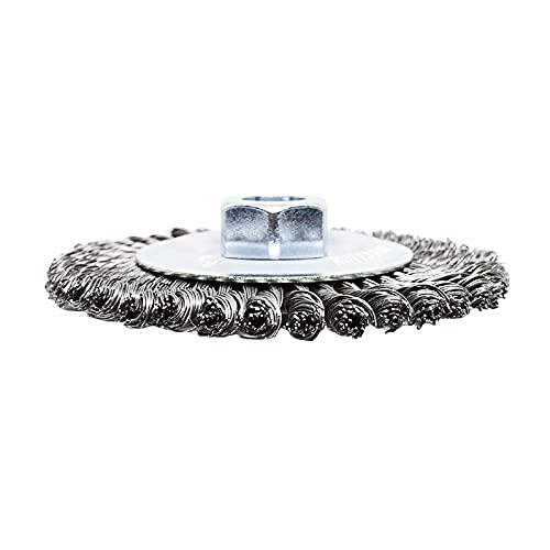 Image of Benchmark Abrasives 4 inch x 1 /4 inch Stringer Bead Wire Wheel with 5 /8 inch-11 Thread, for Weld Cleaning, Weld Spatter Removal, Stripping, Deburring, Use with Angle Grinders - (4 inch x 1 /4 inch, Stainless)