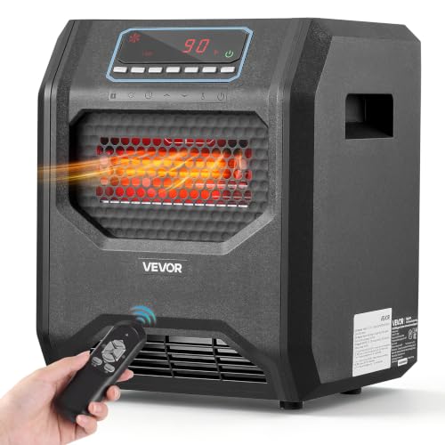 VEVOR Infrared Heater 1500W Electric Space Heater Remote Control Black