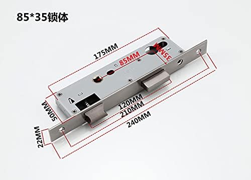 Stainless Steel Mortice Sash Lock - Durable Deadlock for Enhanced Security - Compatible with Sliding and Garage Doors(85x35mm)