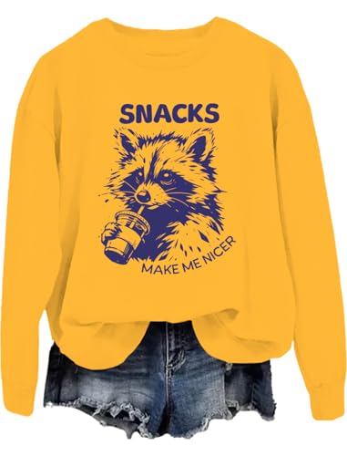 Funny Animal Raccoon Snacks Make Me Nicer Hoodie Snacks Make Me Nicer Raccoon Sweatshirt Shirt Long Sleeve