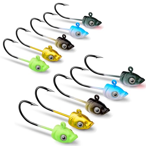 DHER Lot de 10 hameçons à tête plombée pour appâts de pêche,Pêche Hameçons Jig Hameçon de...