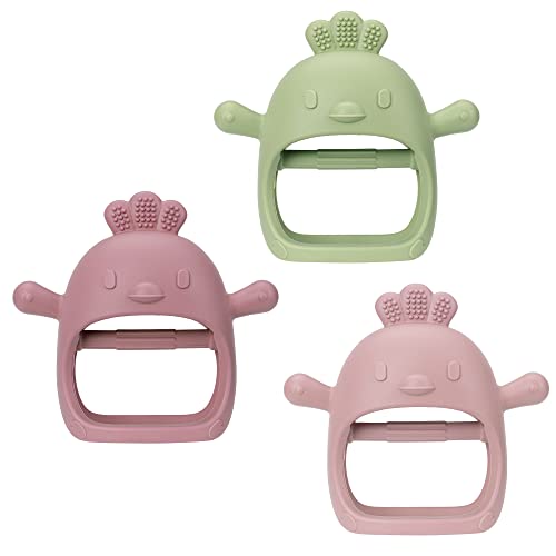 Image of HBselect Baby Teething Toys Silicone Teething Toys 3Pcs Chicken-Shaped for Infants (0-6 Months) - Soother Sore Gums and Promote Sensory Development