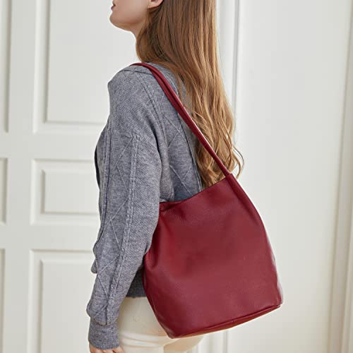 Image of Iswee Soft Leather Tote Bucket Bag Hobo Shoulder Purse and Handbags Women | Large Size Roomy Pocketbooks Ladies Bag Everyday Bag Casual Work Travel Designer Hand Bag