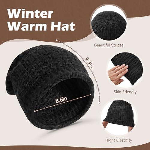 Warmiehomy Winter Touchscreen Gloves Hat Beanie Scarf Set for Women, Knit Warm Long Neck Scarves Cap Gloves 3 in 1 Set2