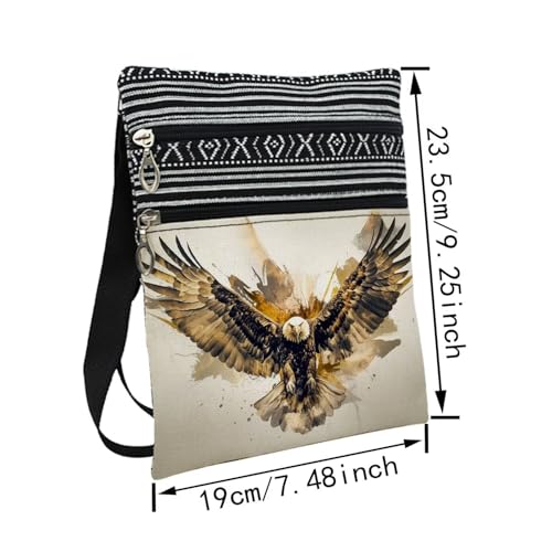 Bald Eagle Messenger Bag Small Ethnic Pattern Printed Adjustable Strap Crossbody Zipper Bag Bald Eagle Phone Bag Wallet Cute Shoulder Handbag for Women Friends2