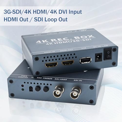 Image of 3G SDI Video Recorder,4K HDMI DVI Video Audio Capture Device with Video Freeze,SDI Loop out /1080P HDMI Output for Multi-Channel Live Streaming, Video Conferencing, Teaching, Streaming, Broadcasting