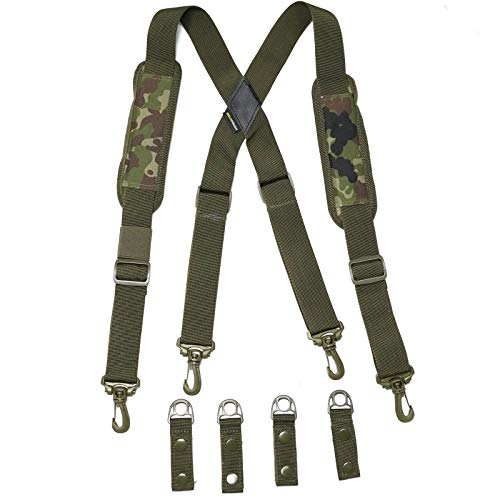 MeloTough Tactical heavy duty suspenders,Police Suspenders for Duty Belt Suspenders with Padded Adjustable tool belt Suspenders Camo Green