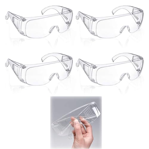 ZHDWC Safety Glasses - 4 Pack Eye Protection Goggles with Anti-Splash, Anti-Scratch & Dustproof Lens for Outdoor & Lab Use