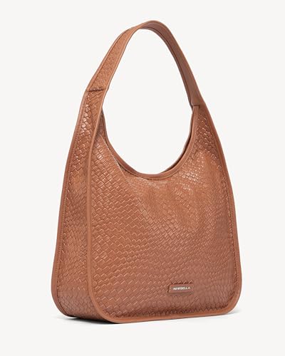 Image of NEWBELLA Hobo Purse, PU Leather Shoulder Bag, Tote Handbag for Work and Travel (Woven Camel)