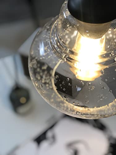 Elyona Vintage Pendant Lighting, Seeded Bubble Glass Hanging Light, Industrial Pendant Light Fixtures For Kitchen Island, Farmhouse, Bar, Bathroom, Dining Room, 8 Inch Diam, Oil Rubbed Bronze Finish #TOP5