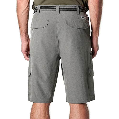 Iron Clothing Men Belted Stretch Microfiber Cargo Short (As1, Numeric, Numeric_32, Numeric_44, Regular, Short, Heather Grey, 32 Short #TOP3