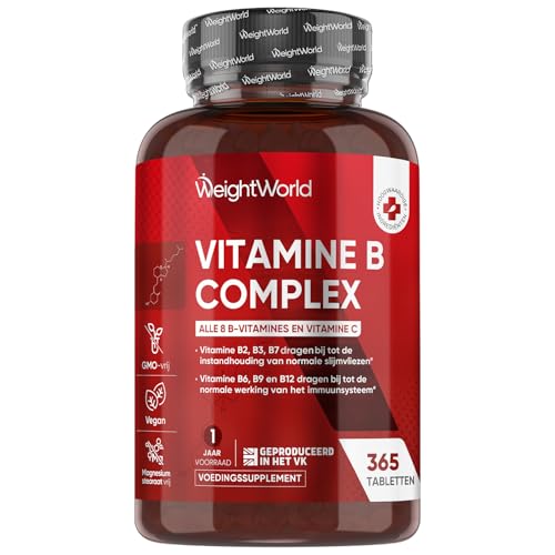 Vitamine B-Complex - Alle 8 essentiële B-vitamines - 365 vegan tabletten - Verrijkt met vitamine C - WeightWorld