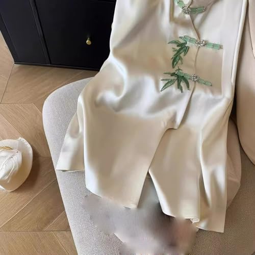 Chaleco de satén estilo chino con cuello mandarín elegante 5