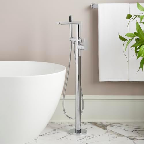 Signature Hardware 482809 Berwyn Floor Mounted Tub Filler Faucet - Includes Hand Shower, Less Valve