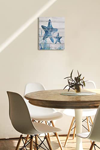 Tizzer Beach Ocean Starfish Canvas Wall Art Prints, Summer Starfish Vintage Paintings Prints,11X14 Inches Artwork For Sea Life Theme Decor Bathroom Bedroom Living Room House Home Decorations #TOP3