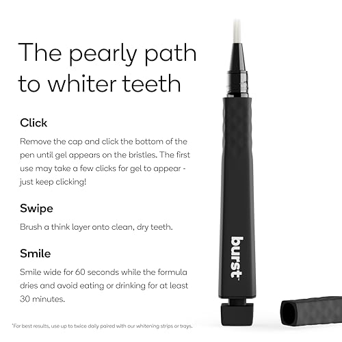 burst precision whitening pen 9 hp 45 whitening treatments enamel safe vegan paraben free delicious flavor 1 count