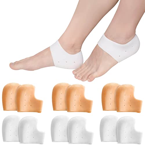 6 Paar Gel Fersenpolster, Fersenschutz Silikon Pads, Heel Protector, Ferse Socken für Fersensporn Plantarfasziitis, Sehr Geeignet für Fersenschmerzen, Trockene Rissige Ferse für Männer und Frauen Cover