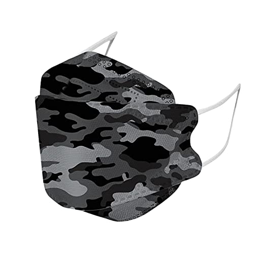 TIANMING 10 Stücke Erwachsene Fischform Mundschutz Camouflage Masken Einweg 4-Lagen Mund und Nasenschutz Fisch-Form 3D Atmungsaktiv Gesichtsmaske Mund-Tuch Cover