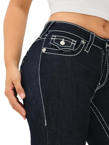True Religion Women's Becca Mid Rise Bootcut Flap Big T Stitching Jeans for Women - Body Rinse3