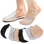 8 Pairs Women's Toe Socks for Mules, Toe Topper Cover Socks, No Show Toe-Covers, Slip-On Toes Toppers Liners, Half Sock for Clog, Flats, High Heels, Sandal and Slippers (Black, White, Gray, Beige)